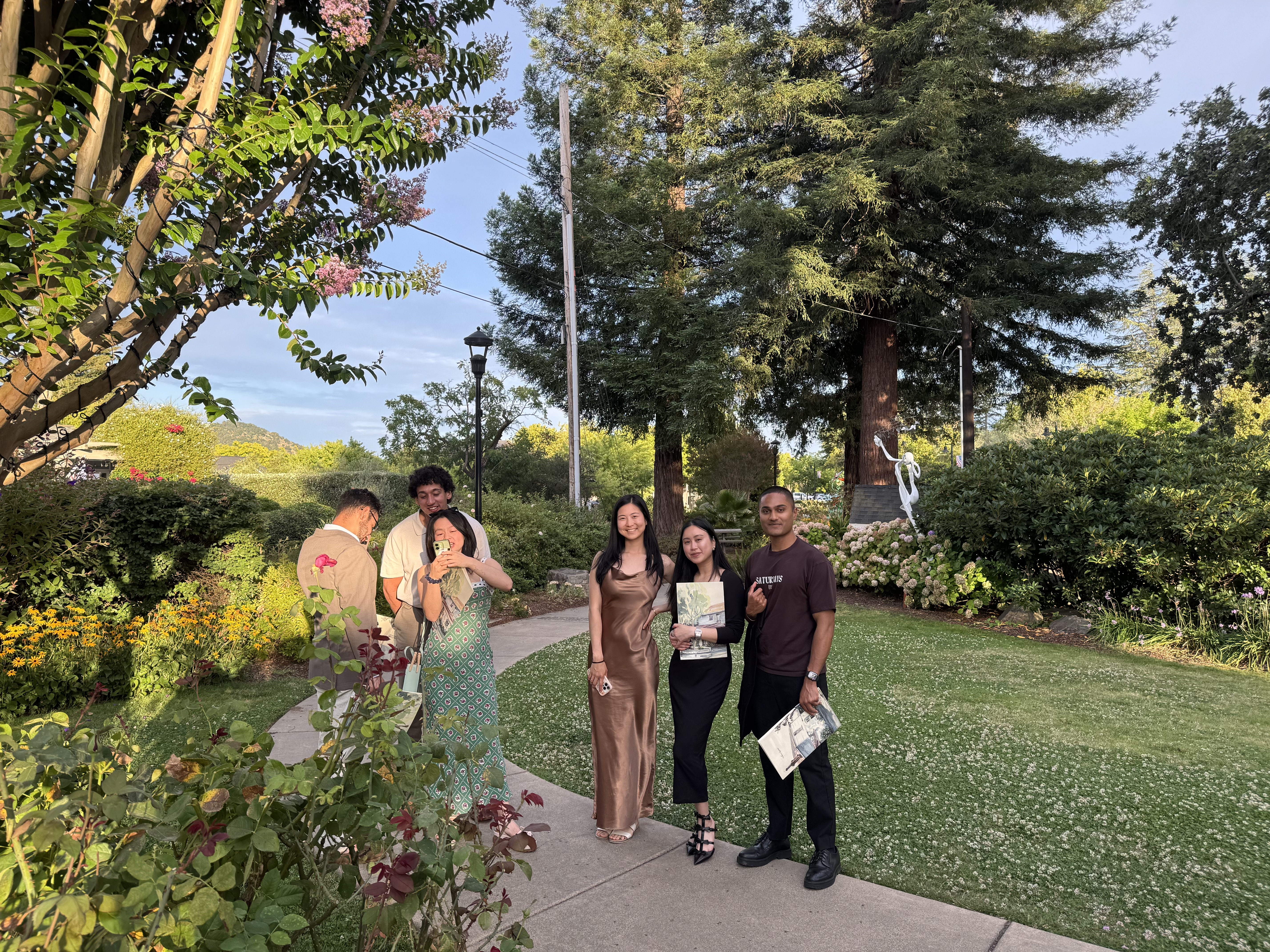 I made this brown satin slip dress and wore it to dinner with friends
